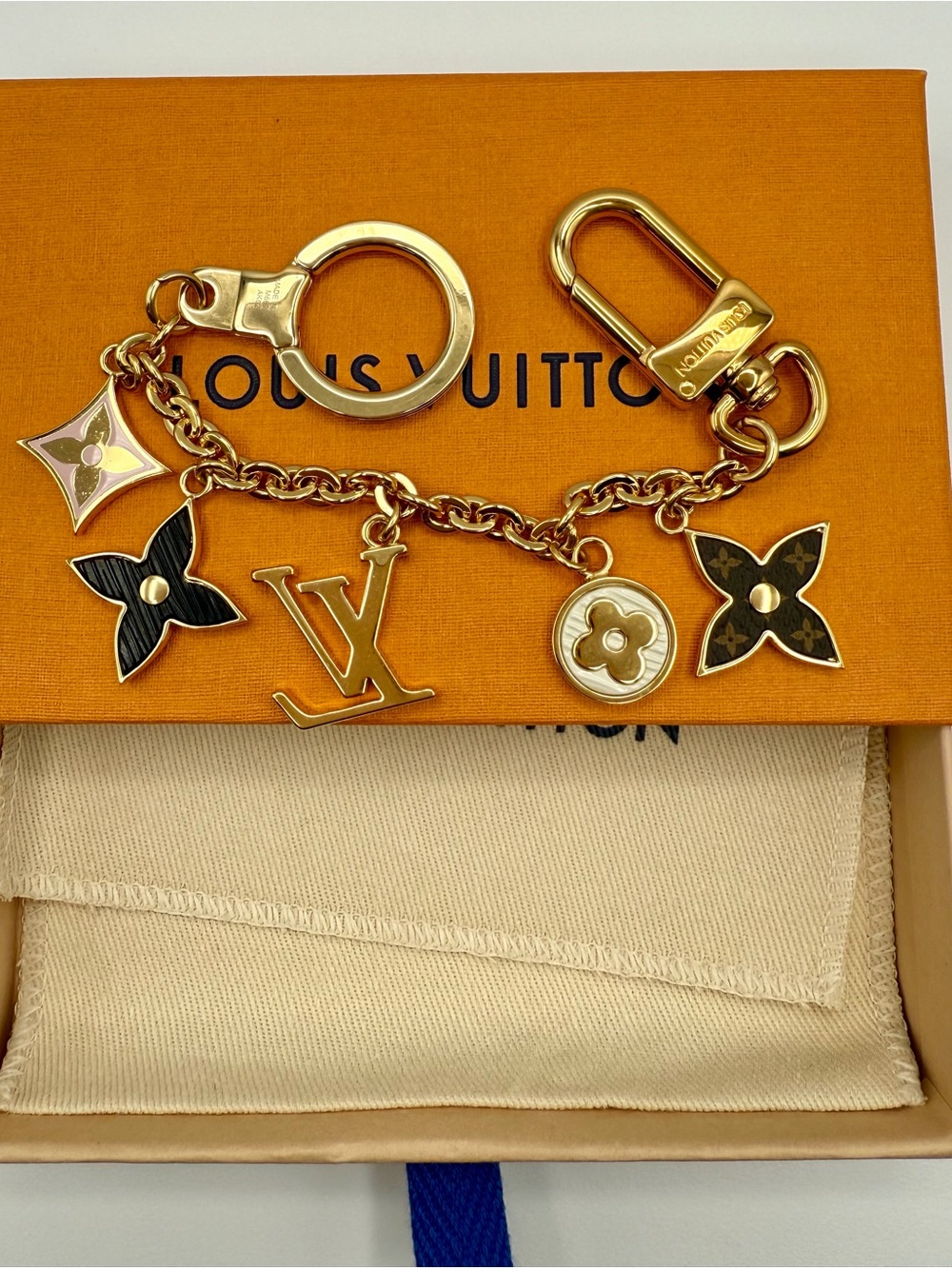 Louis Vuitton Gold-Tone Monogram Charm Key Holder - Multi Color